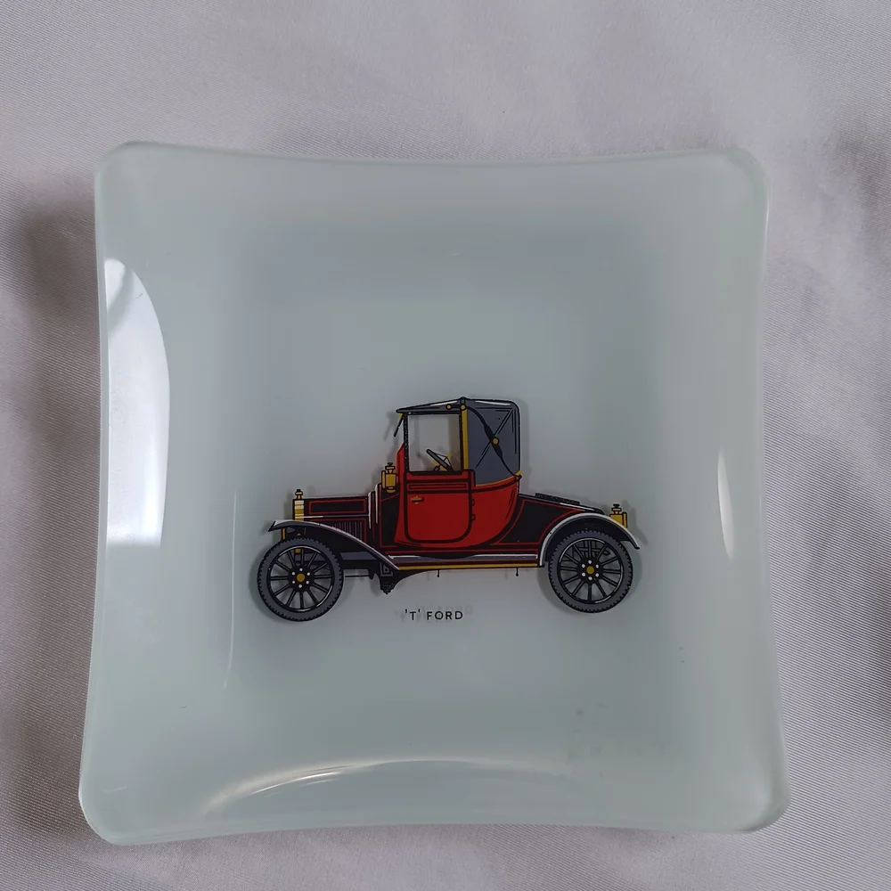 Vintage Automotive Collectible Glass Ashtray Trinket Dish Mancave Desk Ornament